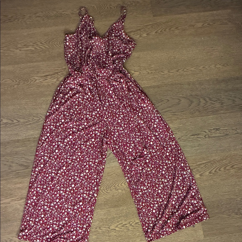 Kaileigh Burgundy Floral Jumpsuit